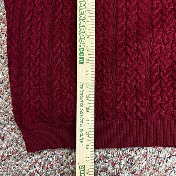 Oscar Jacobson Wine Wool Cable Knit Wind Stopper Collared Golf Sweater Sz L - Picture 13 of 14